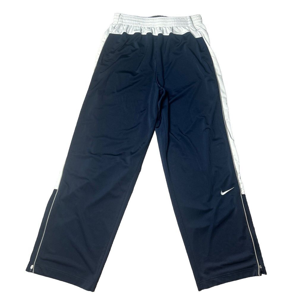 Nike Basketball Sweatpants Men's XL‎ Blue White Ankle Zip Elastic Waist Y2K
